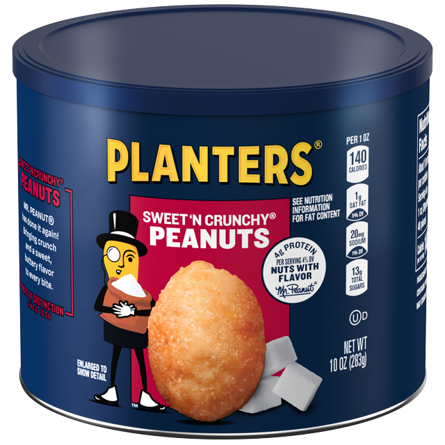 PLANTERS® SWEET 'N CRUNCHY® Peanuts, 10 oz can - PLANTERS® Brand