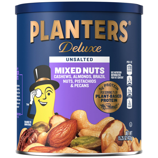 PLANTERS® Deluxe Unsalted Mixed Nuts, 15.25 Oz Can - PLANTERS® Brand