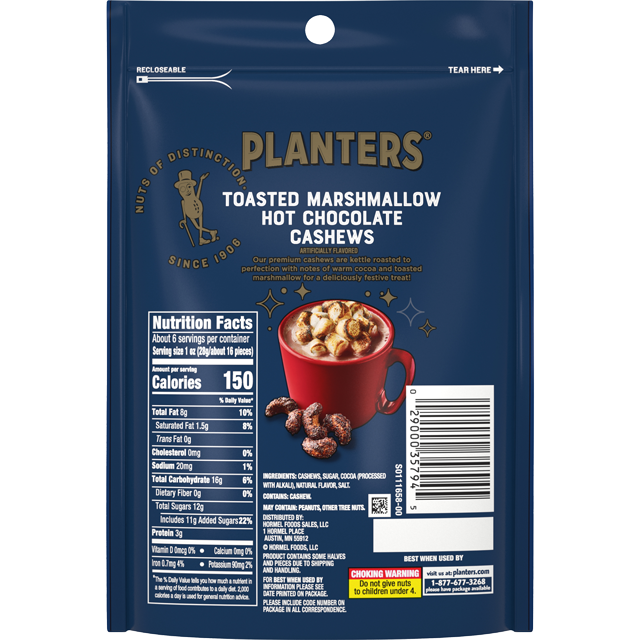 PLANTERS® Toasted Marshmallow Hot Chocolate Cashews, 5.5 OZ Bag